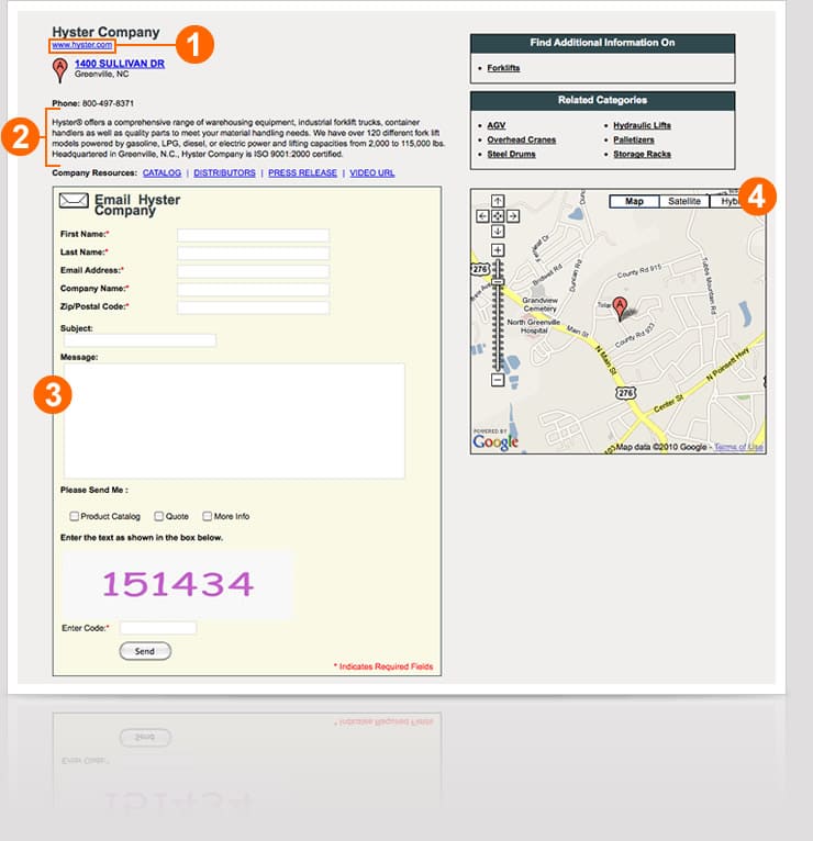 company profile page
