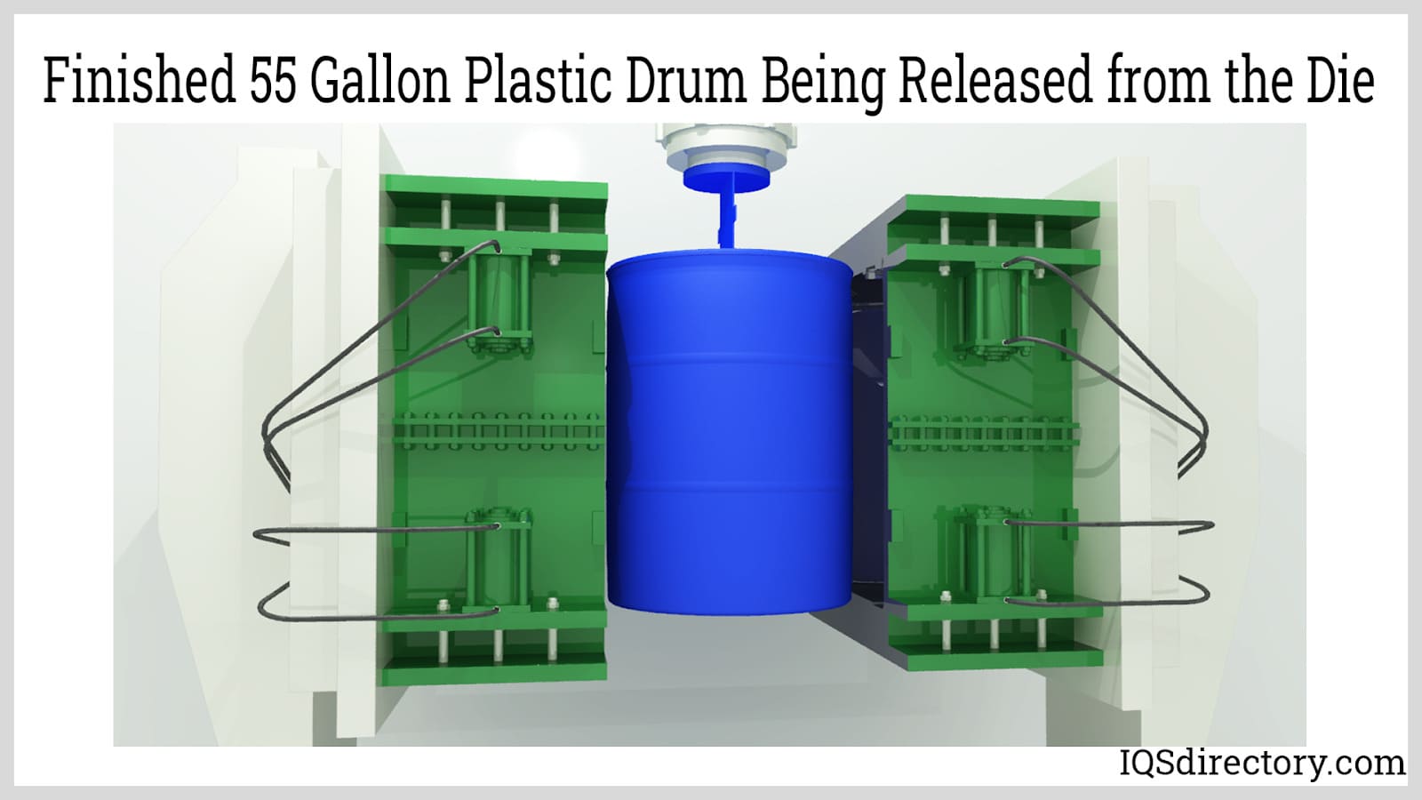 Finished 55 Gallon Plastic Drum Being Released from the Die