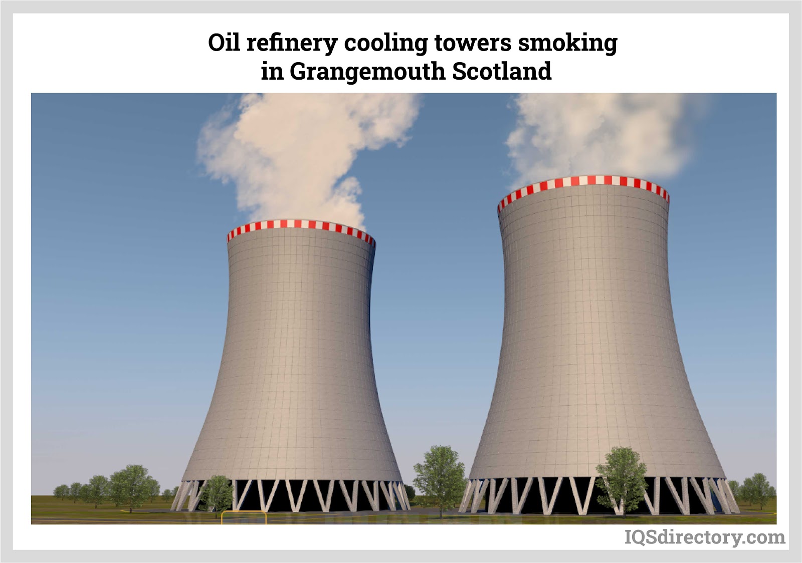 Oil refinery cooling towers smoking in Grangemouth Scotland