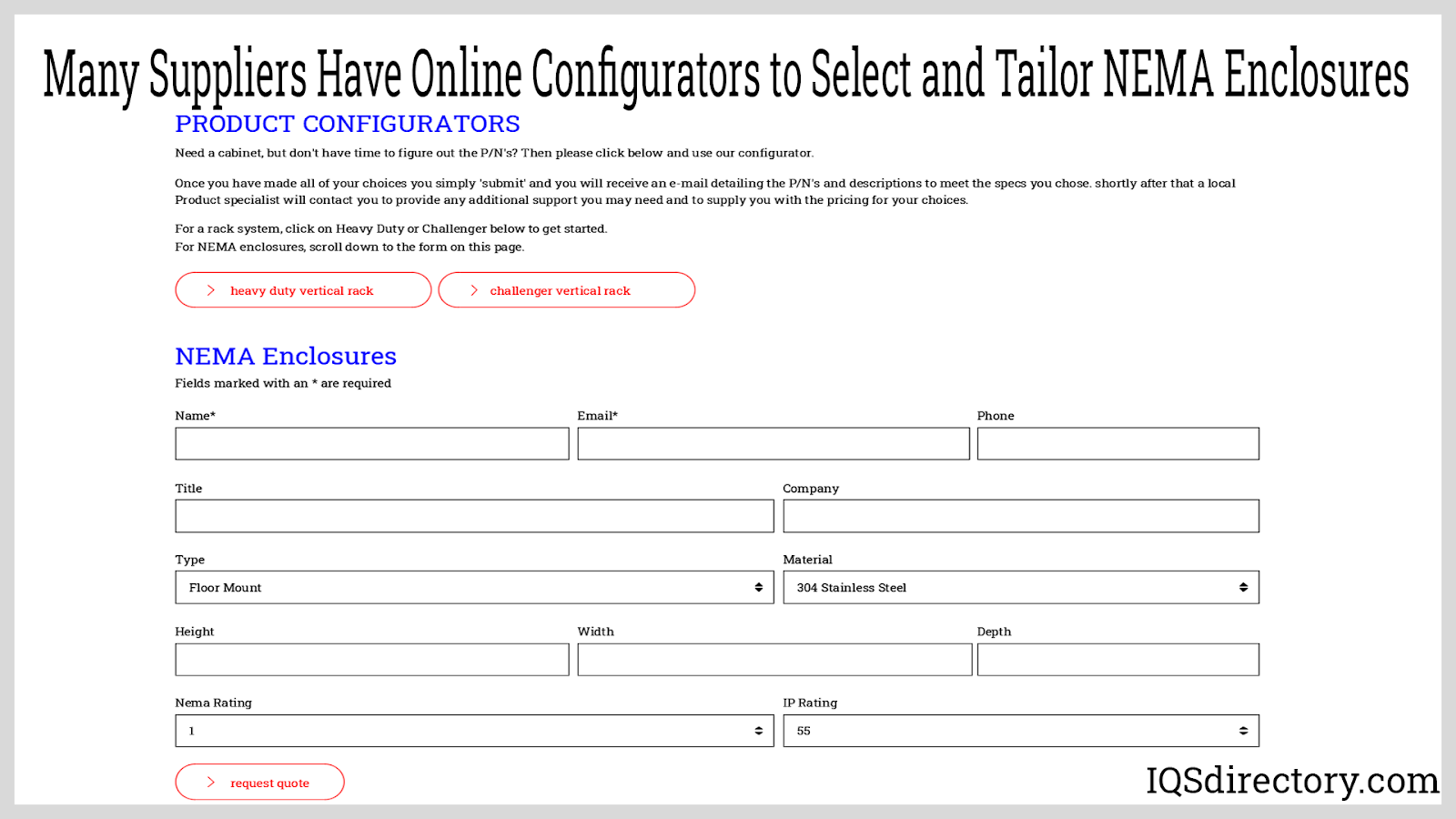 Many Suppliers Have Online Configurators to Select and Tailor NEMA Enclosuresfor Your Application