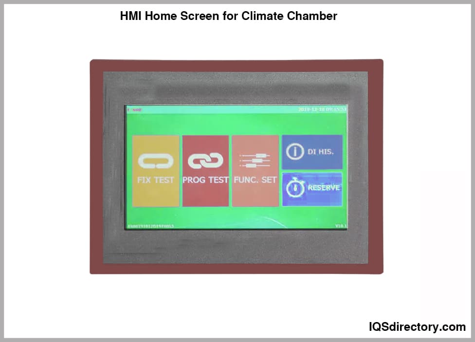 HMI Home Screen for Climate Chamber