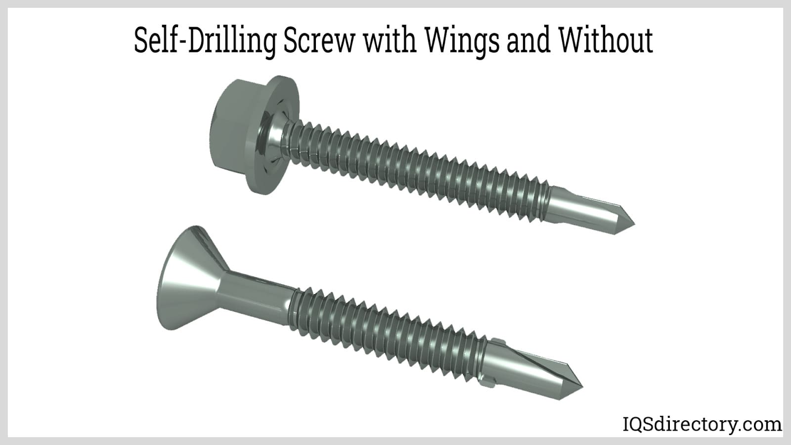 Self-Drilling Screw with Wings and Without