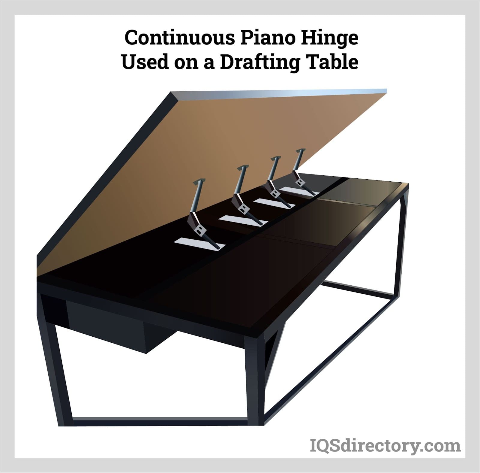 Continuous Piano Hinge Used on a Drafting Table