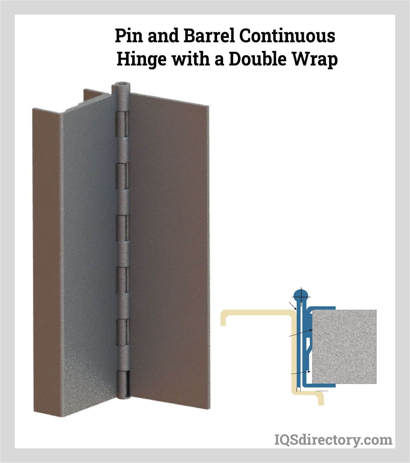 Pin and Barrel Continuous Hinge with a Double Wrap