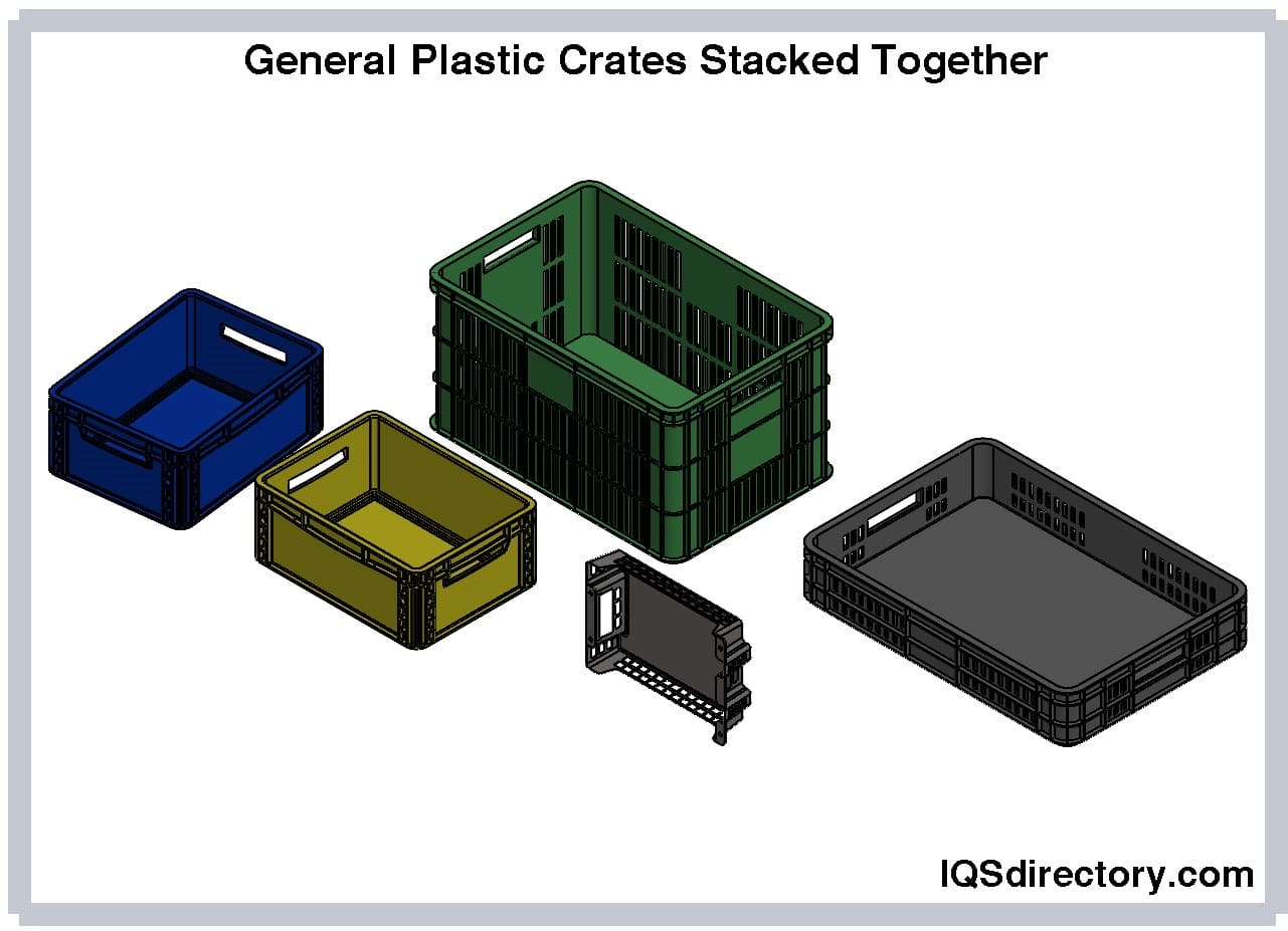 General Plastic Crates Stacked Together
