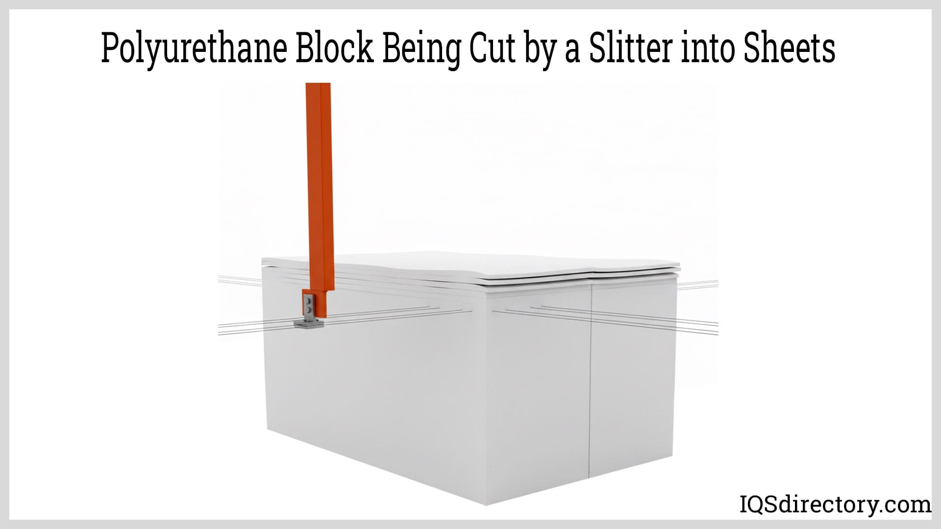 Polyurethane Block Being Cut by a Slitter into Sheets