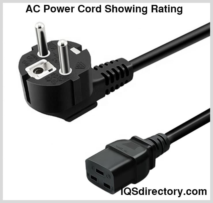 AC Power Cord Showing Rating