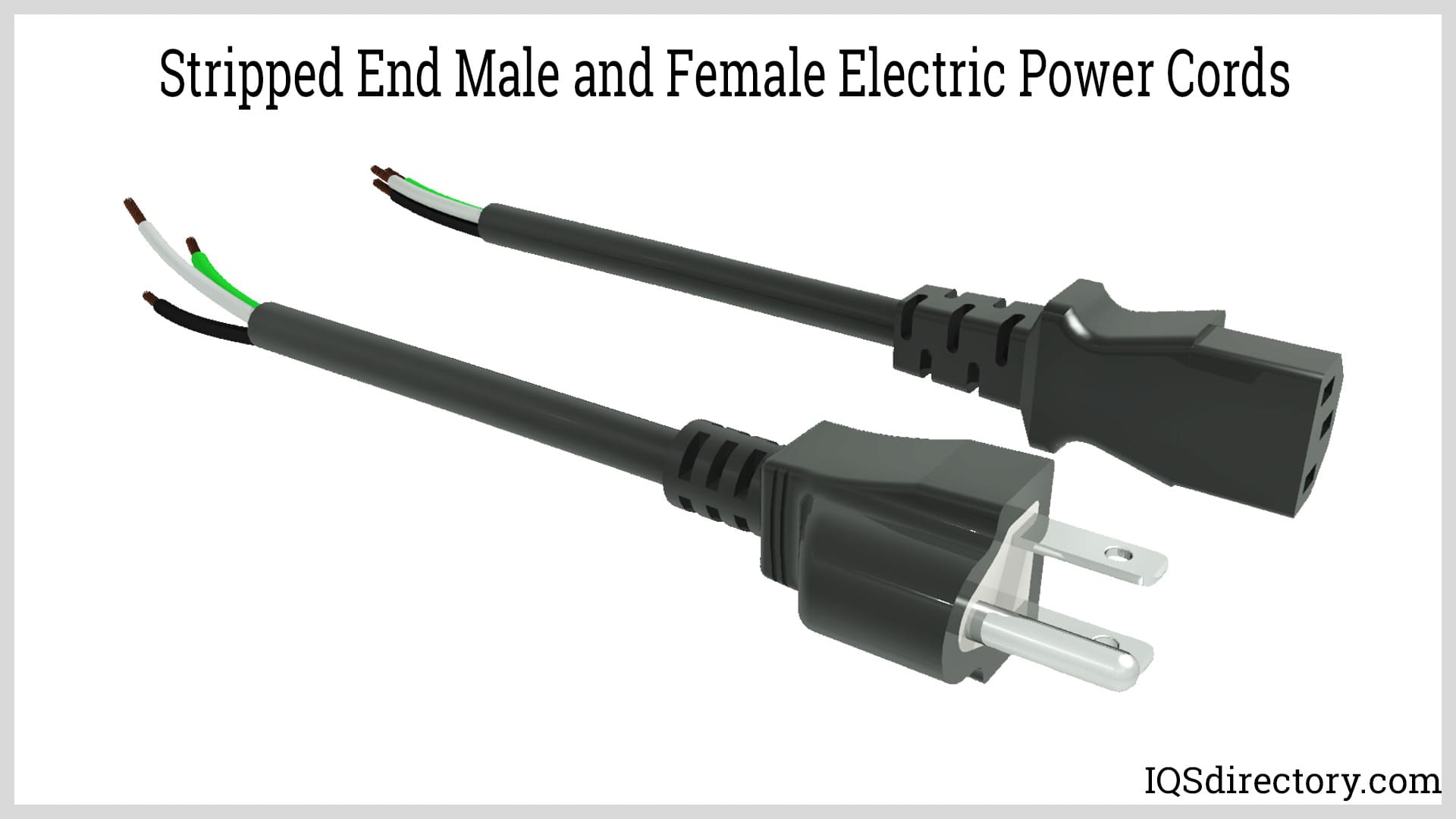 Stripped End Male and Female Electric Power Cords