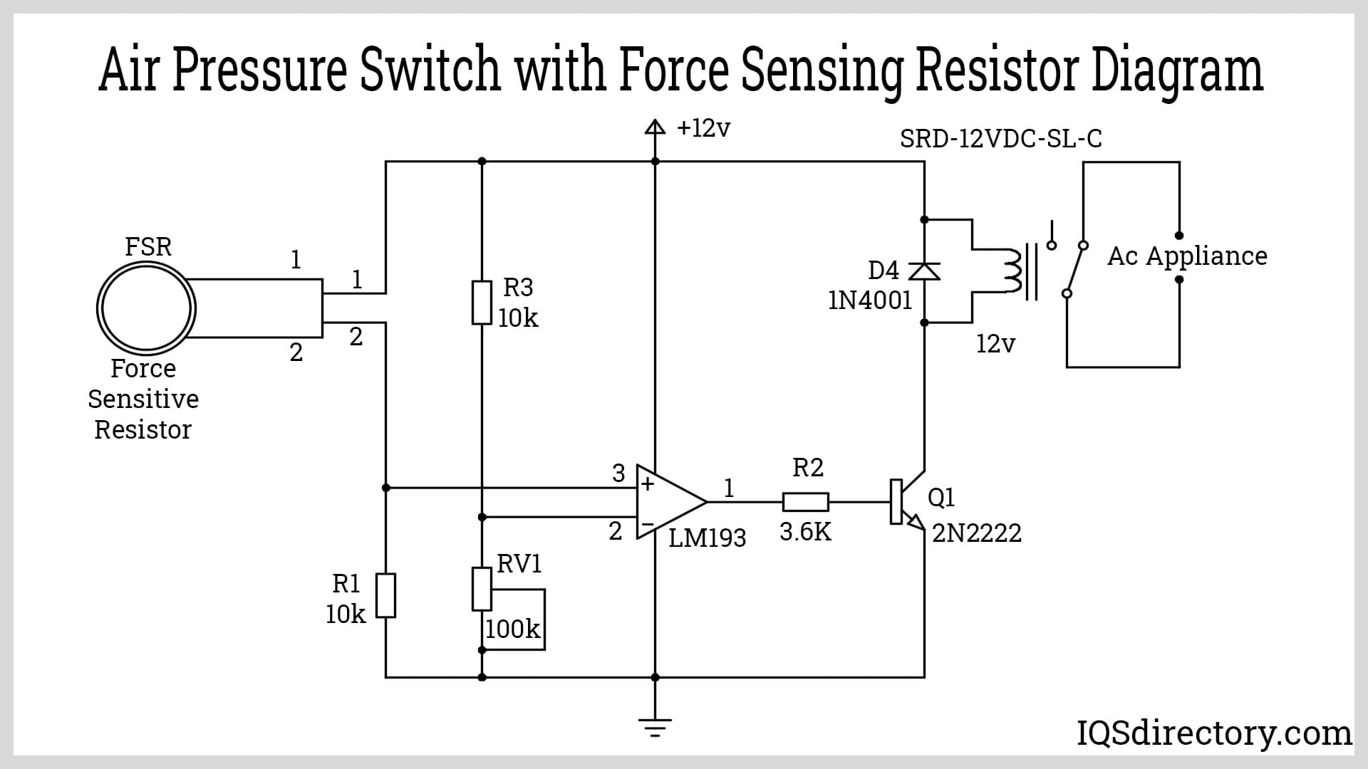Air Pressure Switch with Force Sensing Resistor Diagram
