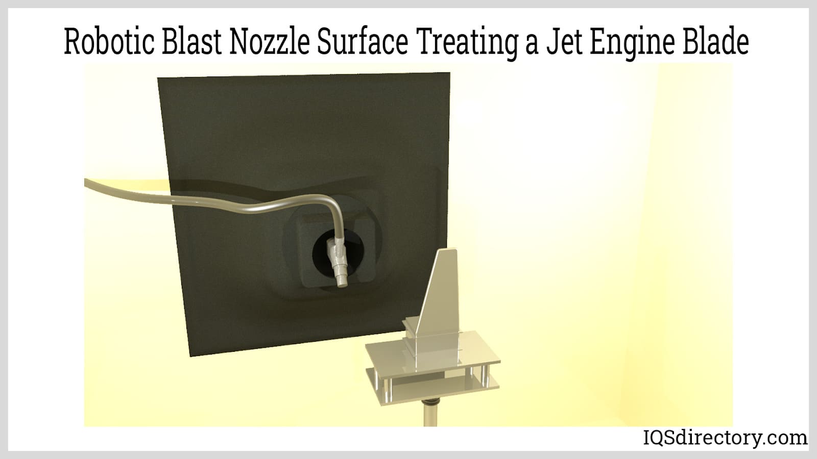 Robotic Blast Nozzle Surface Treating a Jet Engine Blade