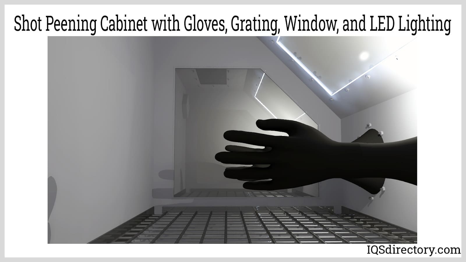 Shot Peening Cabinet with Gloves, Grating, Window, and LED Lighting