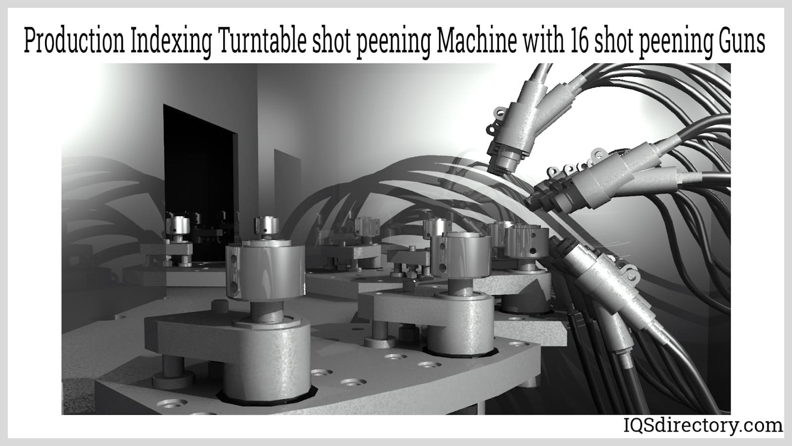 Production Indexing Turntable shot peening Machine with 16 shot peening Guns