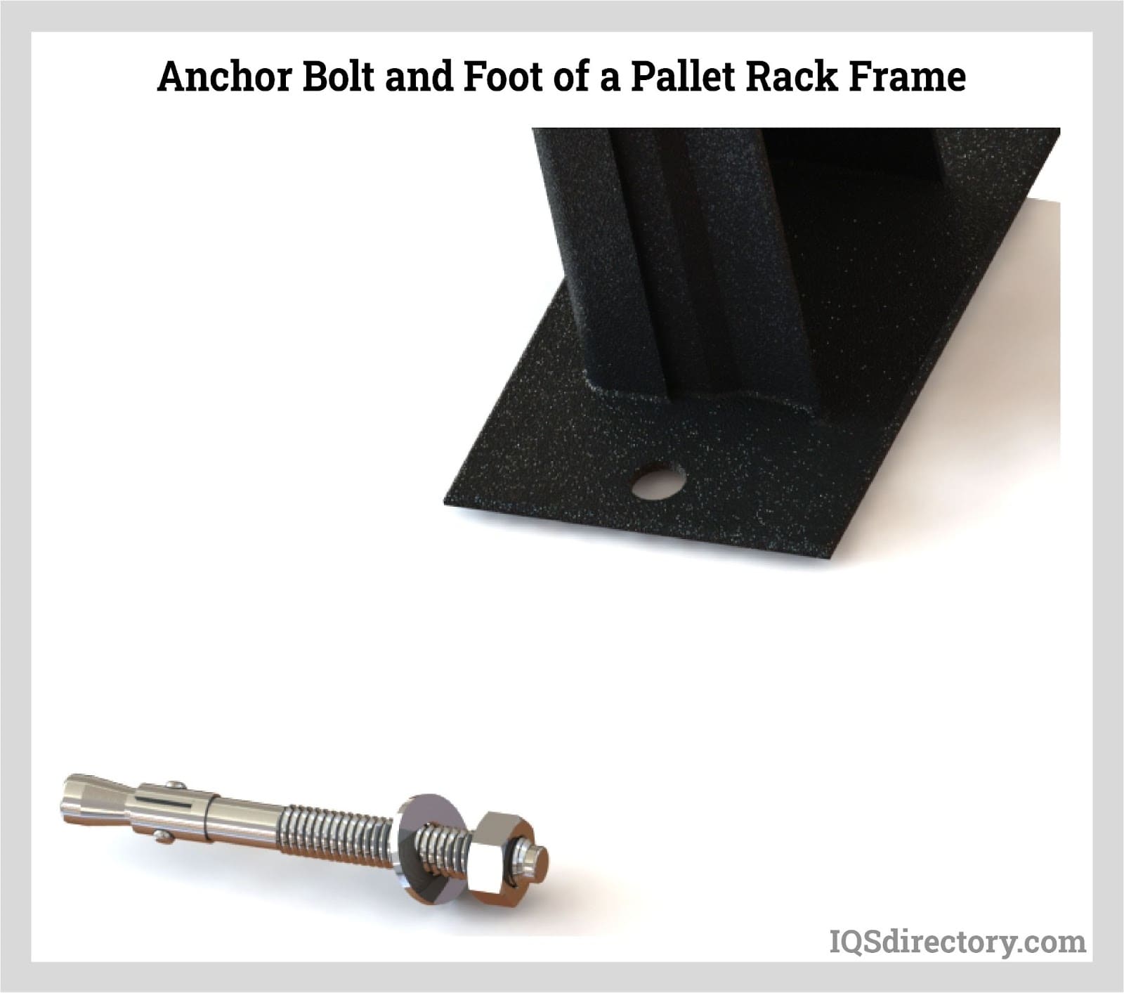 Anchor Bolt and Foot of a Pallet Rack Frame