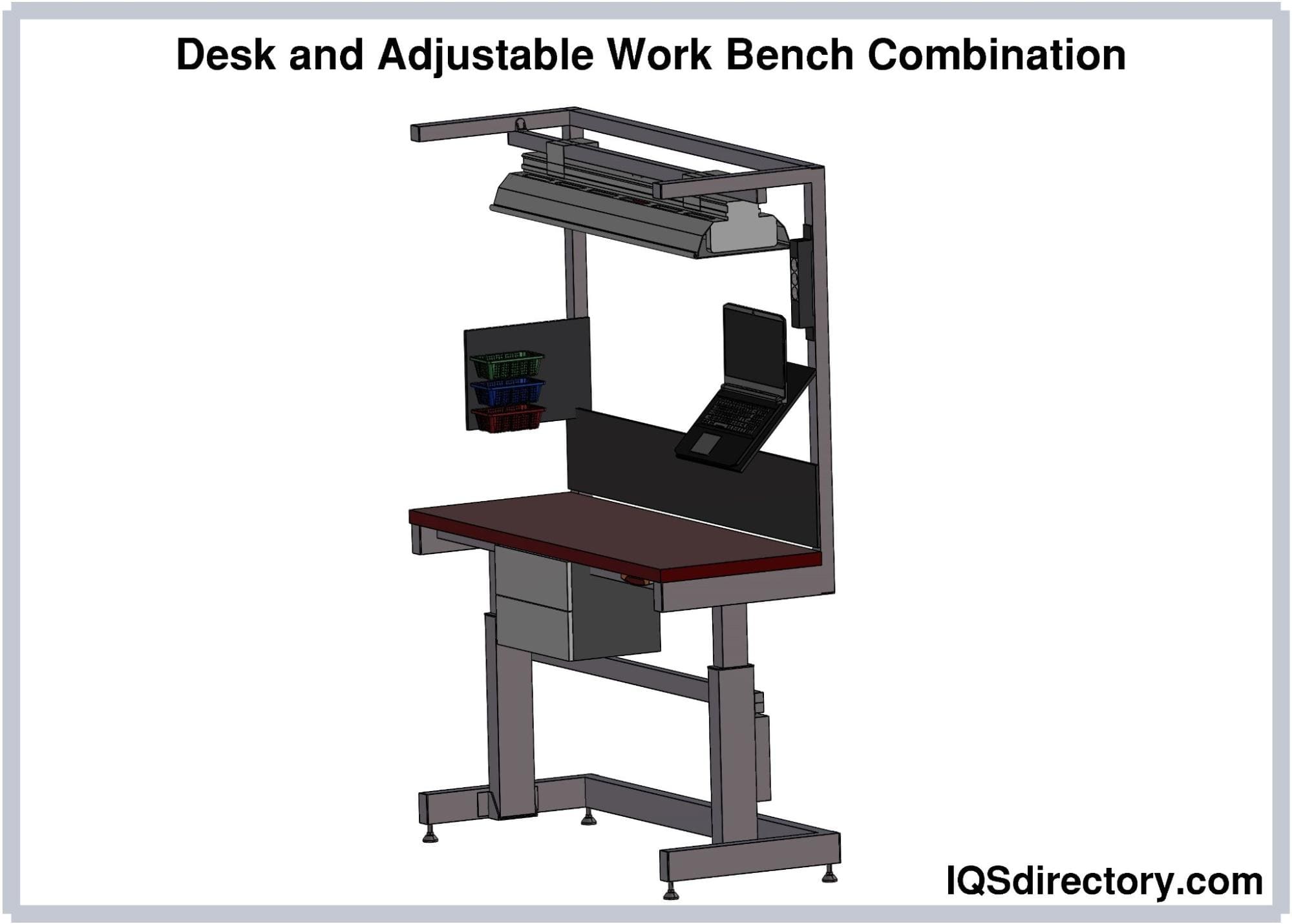 Desk and Adjustable Work Bench Combination