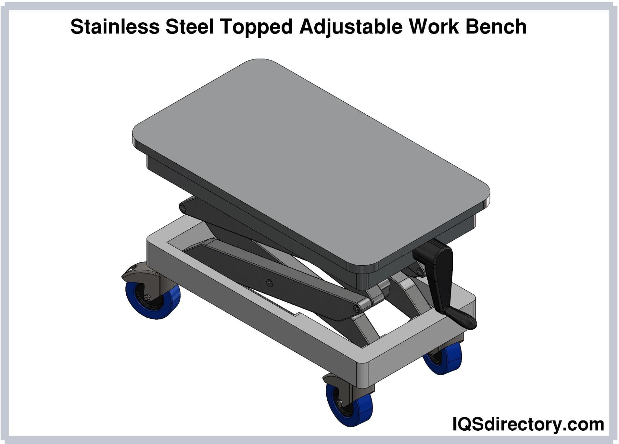Stainless Steel Topped Adjustable Work Bench